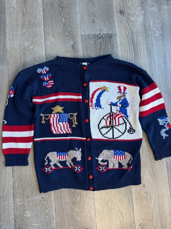 South Cotton Sweaters - South Cotton Fourth of July Navy Hand-Knitted Cotton Sweater 0468